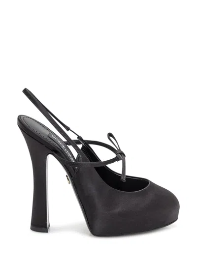 Dolce & Gabbana Slingback Platform Heels In Black