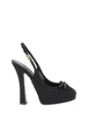 Dolce & Gabbana Black Pumps With Band With Metallic Dg Buckle And Bow On The Front
