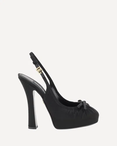 Dolce & Gabbana Vally 150 Slingback Satin Platform Pumps In Black