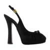 Dolce & Gabbana Satin Slingback Platform Shoes In Black