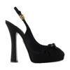 Dolce & Gabbana 105mm Satin Platform Slingback Heels In Black