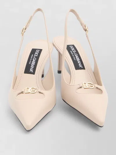Dolce & Gabbana Slingback Pumps Silk Nappa Kitten Heel In Neutral