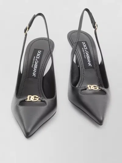 Dolce & Gabbana Lambskin Slingback Pumps In Black