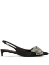 Dolce & Gabbana Satin Sling-back With Rhinestone Embroidery In Black