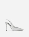 Dolce & Gabbana Lollo Mirrored Leather Slingback Pumps In Silver
