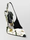 Dolce & Gabbana Slingback With Floral Print And Stiletto Heel In Black