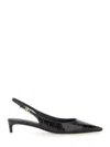 Dolce & Gabbana Mun 30 Croc-embossed Leather Slingback Pumps In Black