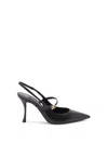 Dolce & Gabbana Pointed Toe Slingbacks With Delicate Ankle Strap In Black