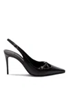 Dolce & Gabbana Leather Slingback With Metal Monogram In Black