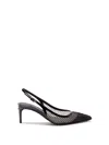 Dolce & Gabbana Vernice Patent Leather-trimmed Mesh Slingback Pumps In Black  