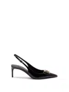 Dolce & Gabbana Black Leather Pointed Toe Slingback Heels In Black