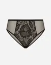 Dolce & Gabbana Floral-lace Virgin Wool Briefs In ブラック