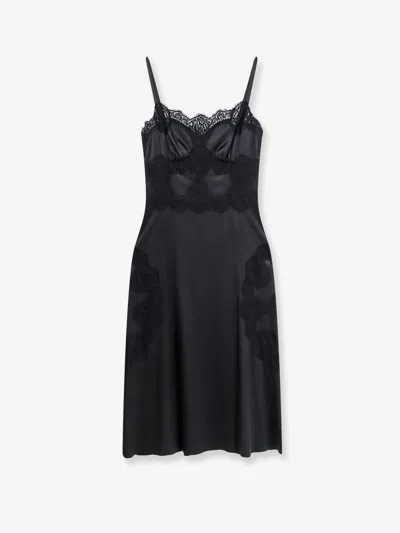 Dolce & Gabbana Slip Dress With Lace Details In Black
