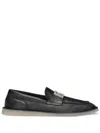 Dolce & Gabbana Slip-on Black Calf Leather Loafers With Deerskin Texture And Logo Plaque In Black