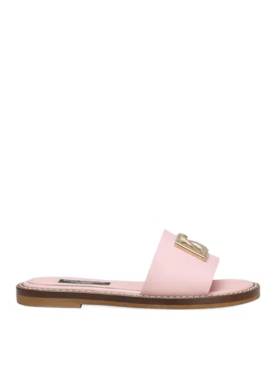 Dolce & Gabbana Kids' Slipper With Logo In Pink