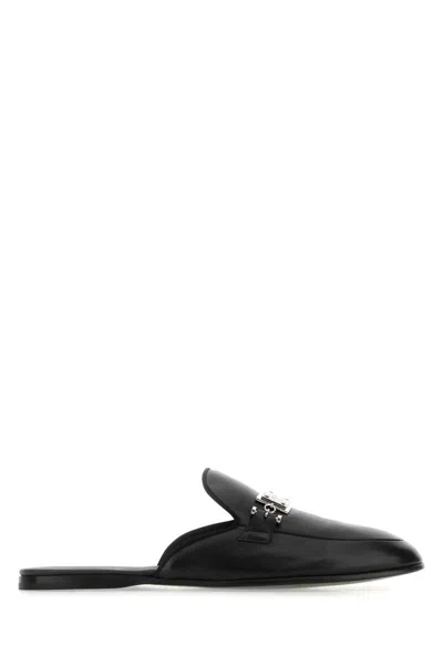 Dolce & Gabbana Man Black Leather Young Pope Slippers