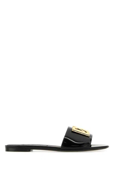 Dolce & Gabbana Black Leather Slippers