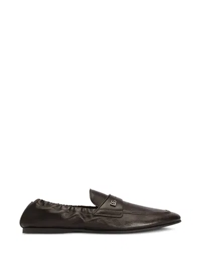 Dolce & Gabbana Slipper Aus Kalbsleder In Brown