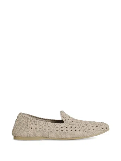 Dolce & Gabbana Slippers In Woven Fabric In Neutral