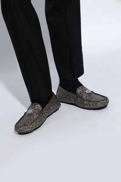 Dolce & Gabbana Slippers With Logo In Brown
