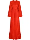 Dolce & Gabbana Long Pleated Chiffon Dress In Red