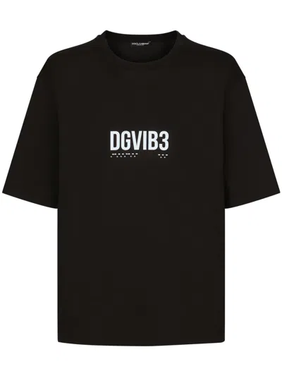 Dolce & Gabbana Slogan-print Cotton T-shirt In Black