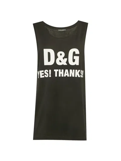 Pre-owned Dolce & Gabbana Slogan-print Tank Top In Black
