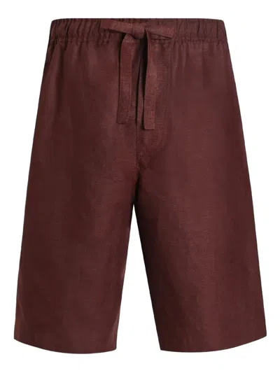 Dolce & Gabbana Slub-textured Shorts In Burgundy