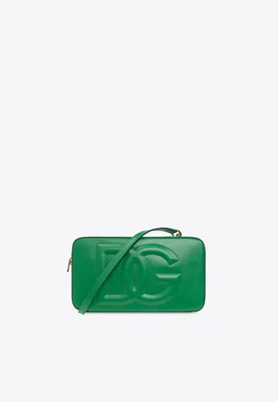 Dolce & Gabbana Small 3d-effect Logo Camera Bag In Green