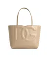 Dolce & Gabbana Small Dg Logo Leather Tote Bag In Beige