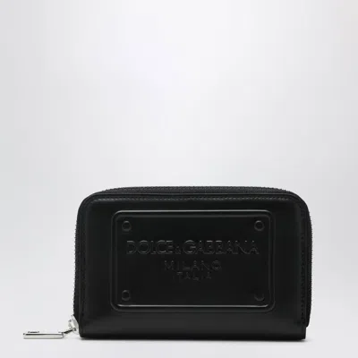 Dolce & Gabbana Small Black Ziparound Wallet With Embossed Logo