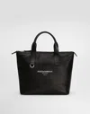 Dolce & Gabbana Small Calfskin Shopper In Black