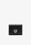 Dolce & Gabbana Devotion Quilted Snap Button Wallet In Black