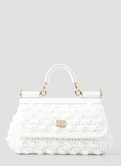 Dolce & Gabbana Small Crochet Sicily Handbag In White