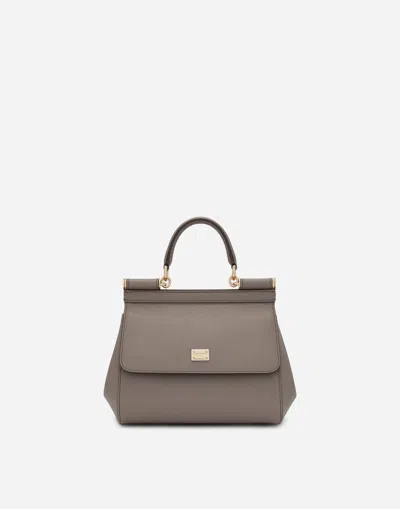 Dolce & Gabbana Small Dauphine Leather Sicily Bag In Beige