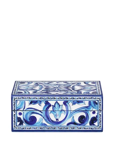 Dolce & Gabbana Small Decorated Trinket Box (17.5cm X 12cm) In Blue