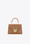 Dolce & Gabbana Small Devotion Crossbody Bag In Calf Leather In Beige