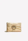 Dolce & Gabbana Small Devotion Crossbody Bag In Metallic Leather In Gold