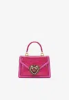 Dolce & Gabbana Small Devotion Glittered Top Handle Bag In Fuchsia