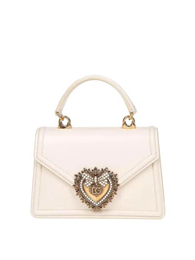 Dolce & Gabbana Small Devotion Handbag In Butter Leather In Crema