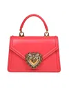 Dolce & Gabbana Small Devotion Handbag In Coral Leather In Coral