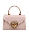 Dolce & Gabbana Small Devotion Handbag In Powder Color Leather In White
