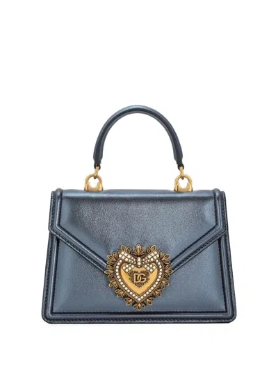 Dolce & Gabbana Small Devotion Leather Bag In Blue