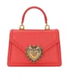 Dolce & Gabbana Small Devotion Handbag In Coral Leather In Red