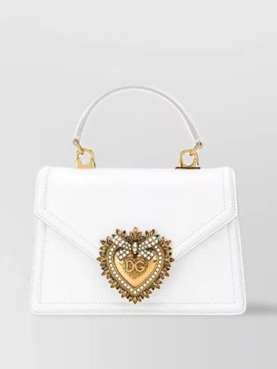 Dolce & Gabbana Small Devotion Leather Handbag In White
