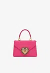 Dolce & Gabbana Small Devotion Leather Top Handle Bag In Pink
