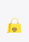 Dolce & Gabbana Small Devotion Leather Top Handle Bag In Yellow