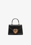 Dolce & Gabbana Small Devotion Molurus Python Skin Top Handle Bag In Black