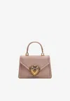Dolce & Gabbana Small Devotion Handbag In Powder Color Leather In Pink