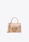 Dolce & Gabbana Mini Devotion Leather Top Handle Bag In Pink